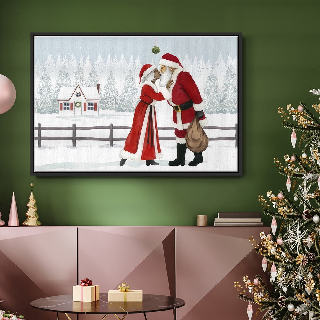 Christmas Love Collection A - Framed Gallery Wrapped Holiday Canvas - 25 x 37 - Black Frame