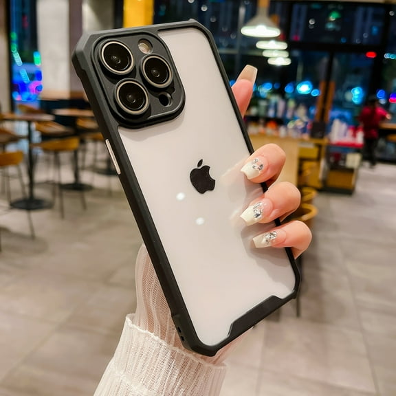 Clear Case for iPhone 13 Pro Max,  Hybrid Rugged Protective Shockproof Anti-Yellow Slim Fit Anti-Scratch Bumper Phone Case Cover for Apple iPhone 13 Pro Max - Black