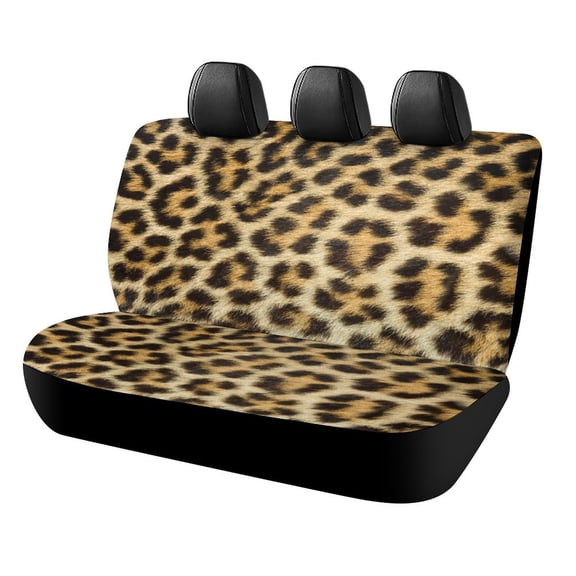 Brown Leopard Print Car Rear Seat Covers,Bench Back Seat Cover , Easy to Install Universal Fit for Cars Trucks Vans And SUVs