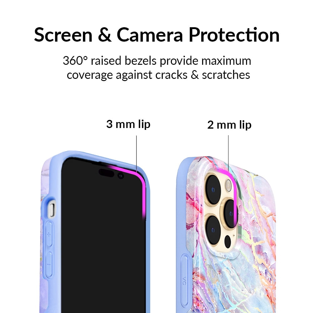 Velvet Caviar iPhone 14 Pro Case MagSafe Compatible - Cute Protective Phone Cases for Women - Iridescent Holographic Pink Blue Marble