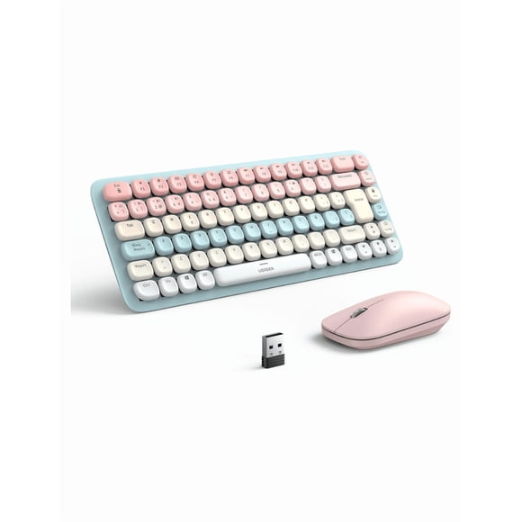 Paquete Teclado Y Mouse Inalámbrico Ugreen 25178 Español Bluetooth 2.4GHz Rosa