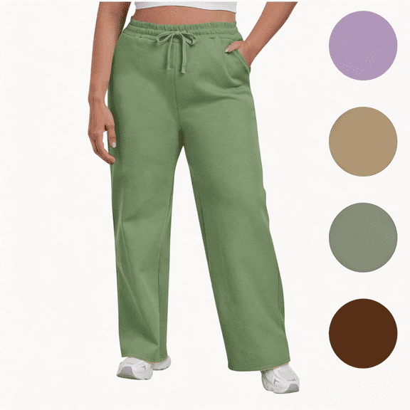 Nugftut Sweatpants for Women Plus Size Straight Leg Sweat Pants Elastic Waist Pants with Pockets