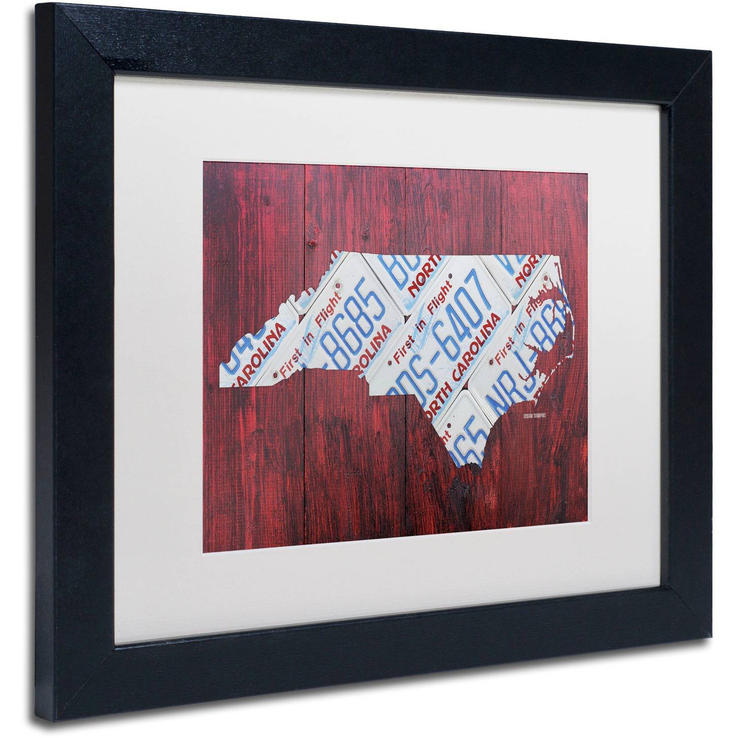 Trademark Fine Art 'North Carolina License Plate Map' Canvas Art by Design Turnpike, White Matte, Black Frame