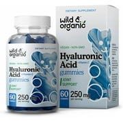 Wild & Organic Hyaluronic Acid Gummies for Joint Support, Hair, Skin, and Nails Supplement, 60 Ct