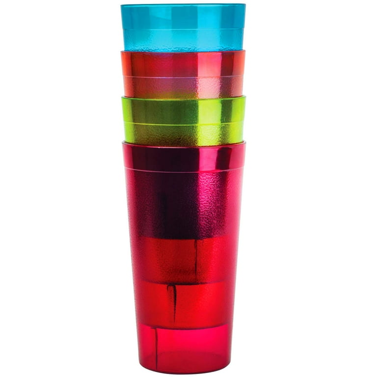 Kryllic 20 oz Assorted Colors Break Resistant BPA Free Tumbler Glasses (Set  of 4)