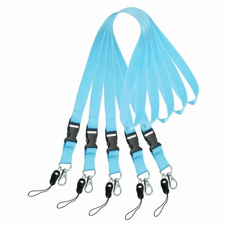 Uxcell 5 Pack Light Blue Lanyards for Keys, Breakaway Lanyard for Men and ID Badges Holder