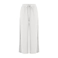 thumbnail image 5 of Mifsaly Linen Drawstring Pants Women Crochet Side Cutout Detail Wide Leg Casual Summer Pant Lightweight Flowy Vacation office Lounge Outfits with Pockets White,M, 5 of 7