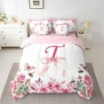 thumbnail image 2 of Erosebridal King Comforter Set,7 Pieces Initial Letter Bedding Sets King Bed in a Bag with Reversible Bowknot Alphabet Bed Set,A-Z Comforter,Sheets,Pillowcases and Shams, 2 of 5