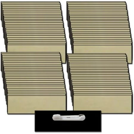 Name Badges with Pin Fasteners - 100 Pack Kit Includes Crystal Clear Gloss Printable Labels - Gold Plastic Name Tags with Beveled Edges 1 x 3 Inch Size$$Office