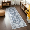 thumbnail image 4 of MeyJey 2'x6' Oriental Vintage Runner Rug for Hallways, Non-Slip Machine Washable Area Rug for Bedroom/Living/Dining/Laundry Room Carpet, Gray/Blue/Navy, 4 of 15