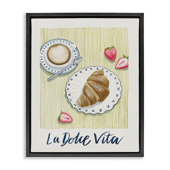 Stupell Industries La Dolce Vita Brunch Food & Beverage Painting Black Floater Framed Canvas Art Print Wall Art, 17 x 21