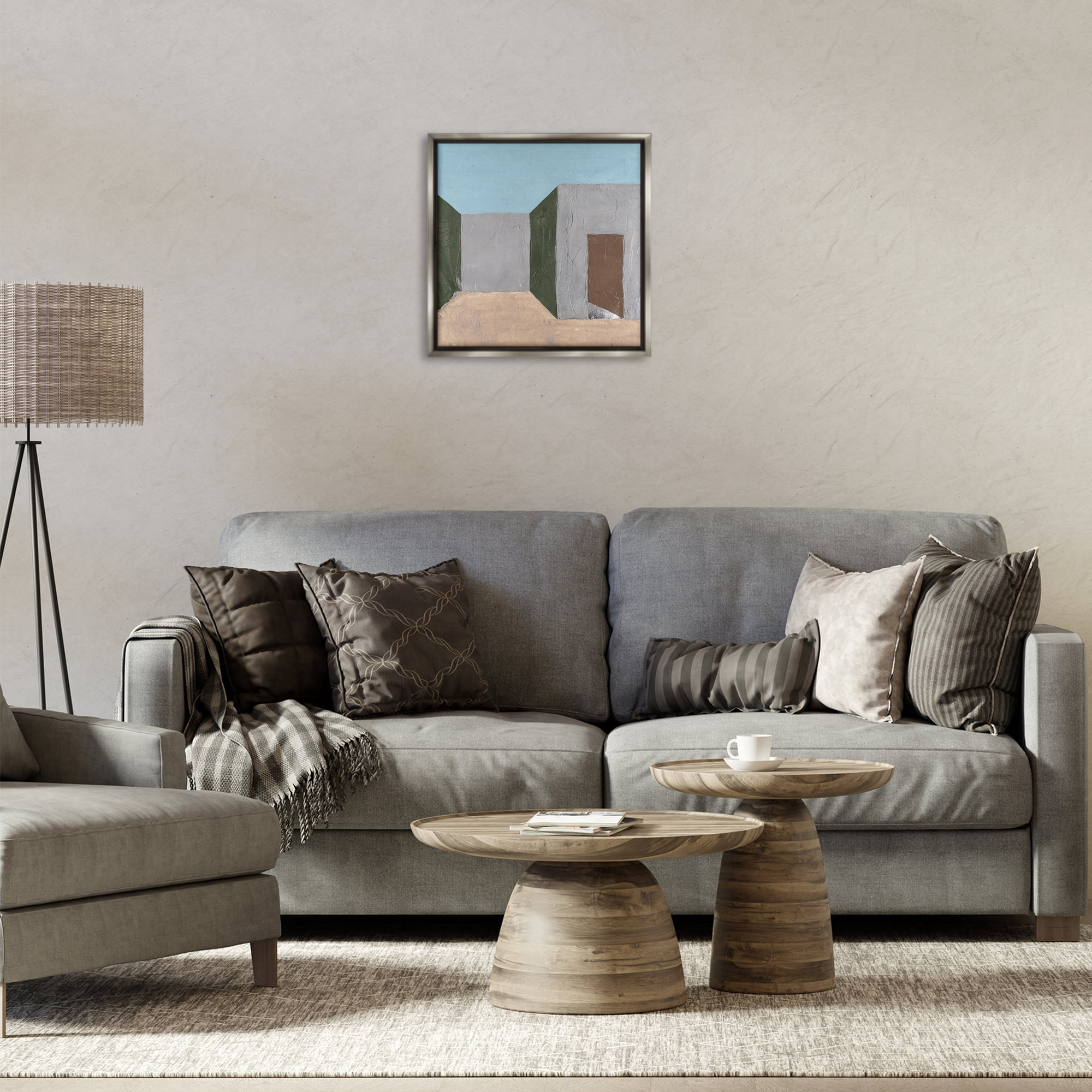 Stupell Industries Grey Rustic Building Buildings & Architecture Painting Gray Floater Framed Canvas Art Print Wall Art, 18 x 18