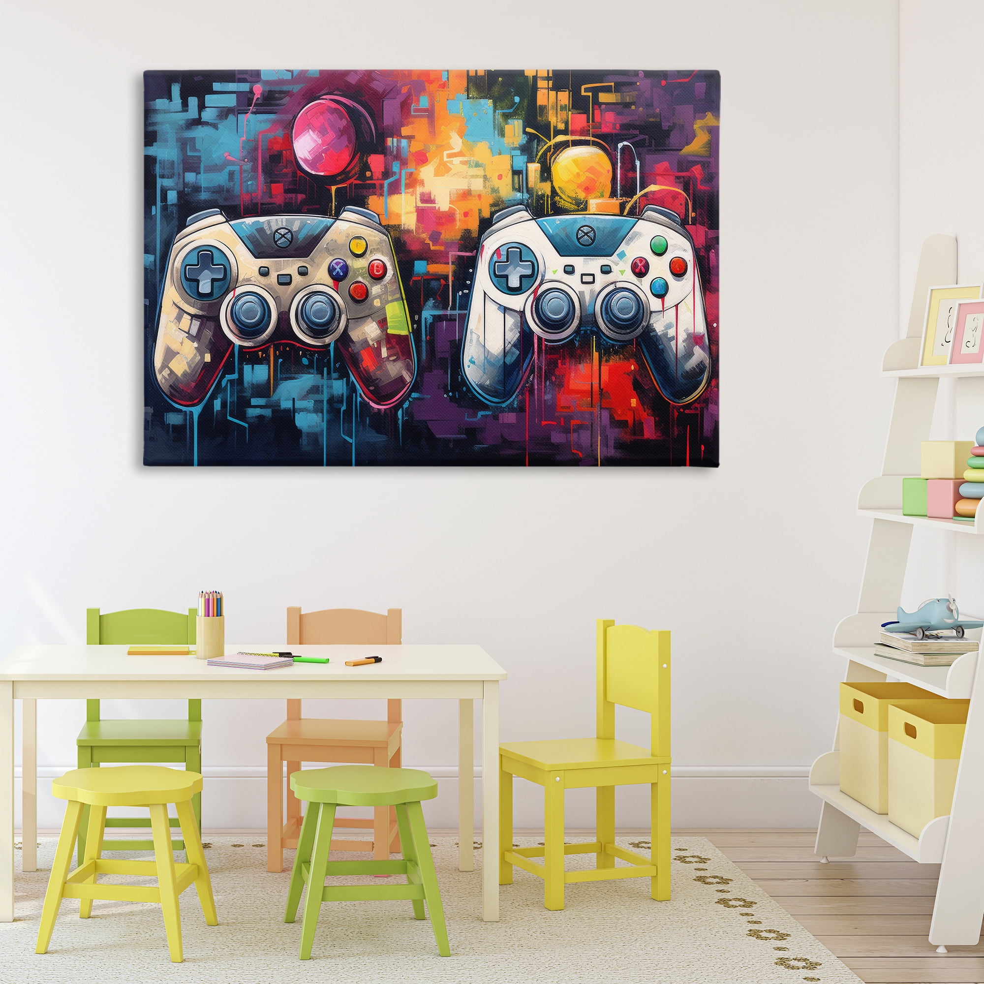 Stupell Industries Double Controller Modern Gamer Canvas Wall Art, design by Lazar Studio