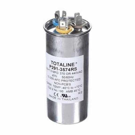 Carrier P291-3574RS Genuine OEM Dual Run Capacitor - 440V, 0.833 Hz, 5.0.5uF, Round