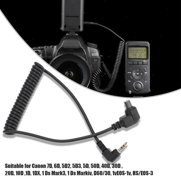 Cable de sincronización Ecomeon C3 2.5 mm para Canon 7D 6D 5D2 5D3 5D 50D 40D