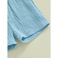 thumbnail image 6 of Toddler Baby Boy Linen Outfit Short Sleeve Button Up T Shirt Tops and Shorts Set Infant 2Pcs Summer Clothes Set, 6 of 7
