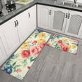 thumbnail image 2 of Pioneer Flower Floral Print Pattern Kitchen Rugs Sets Of 2,Anti Fatigue Kitchen Mat Rugs Non Slip Washable,Decorative Kitchen Floor Mats for Kitchen,Sink,Laundry,17"x30"+17"x47", 2 of 7