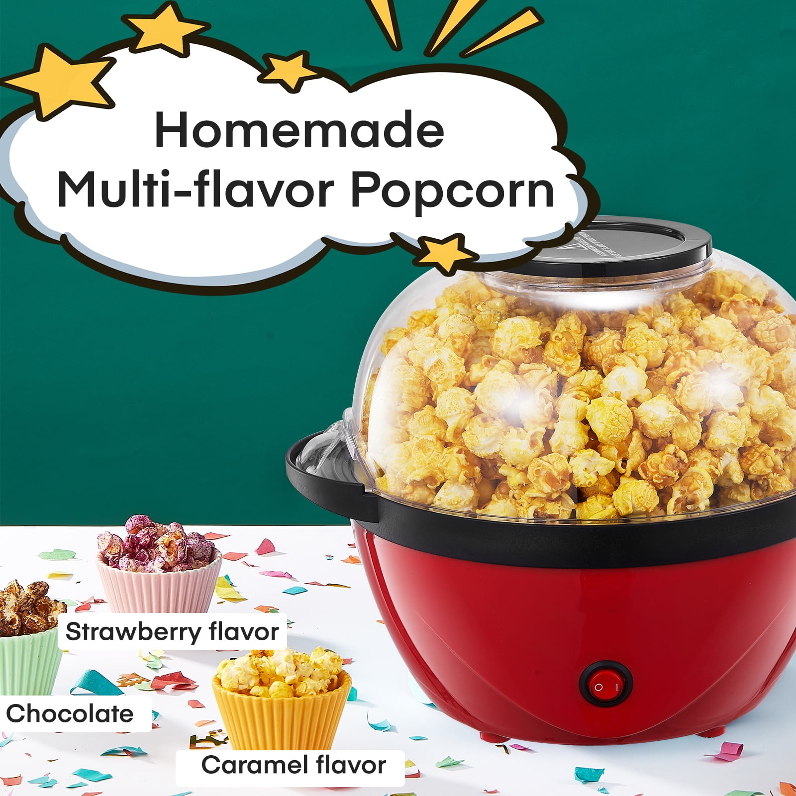 Popcorn Popper, 28cups Popcorn Machine with Stirring Rod, Detachable &  Nonstick Plate, Hot Oil Popcorn Maker Easy to Use, 6Qts Large Lid for  Serving