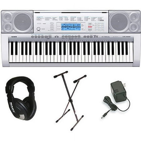 Casio CTK-4000 Premium Keyboard Pack with Power Supply, Keyboard Stand and Professional Closed Cup Stereo Headphones