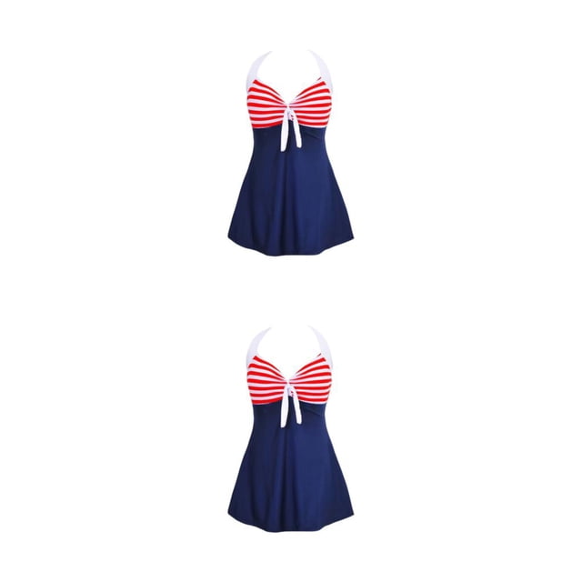 Minnieouse Vestido de baño sexy para mujer Playa Estilo casual Chicas Chinlon Traje de baño Moda para mujer Traje de baño Traje de baño M Raya M, raya blanca roja 2Conjunto