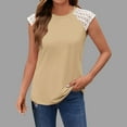 thumbnail image 2 of Cinvoph Chemises d'Été pour Femmes Col Rond Dentelle Manches Courtes T-Shirts Blouses Décontractées d'Été, 2 of 5