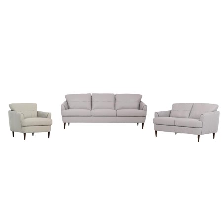 Contemporary Pearl Gray Leather Sofa + Loveseat +Chair by Acme Helena 54575-3pcs