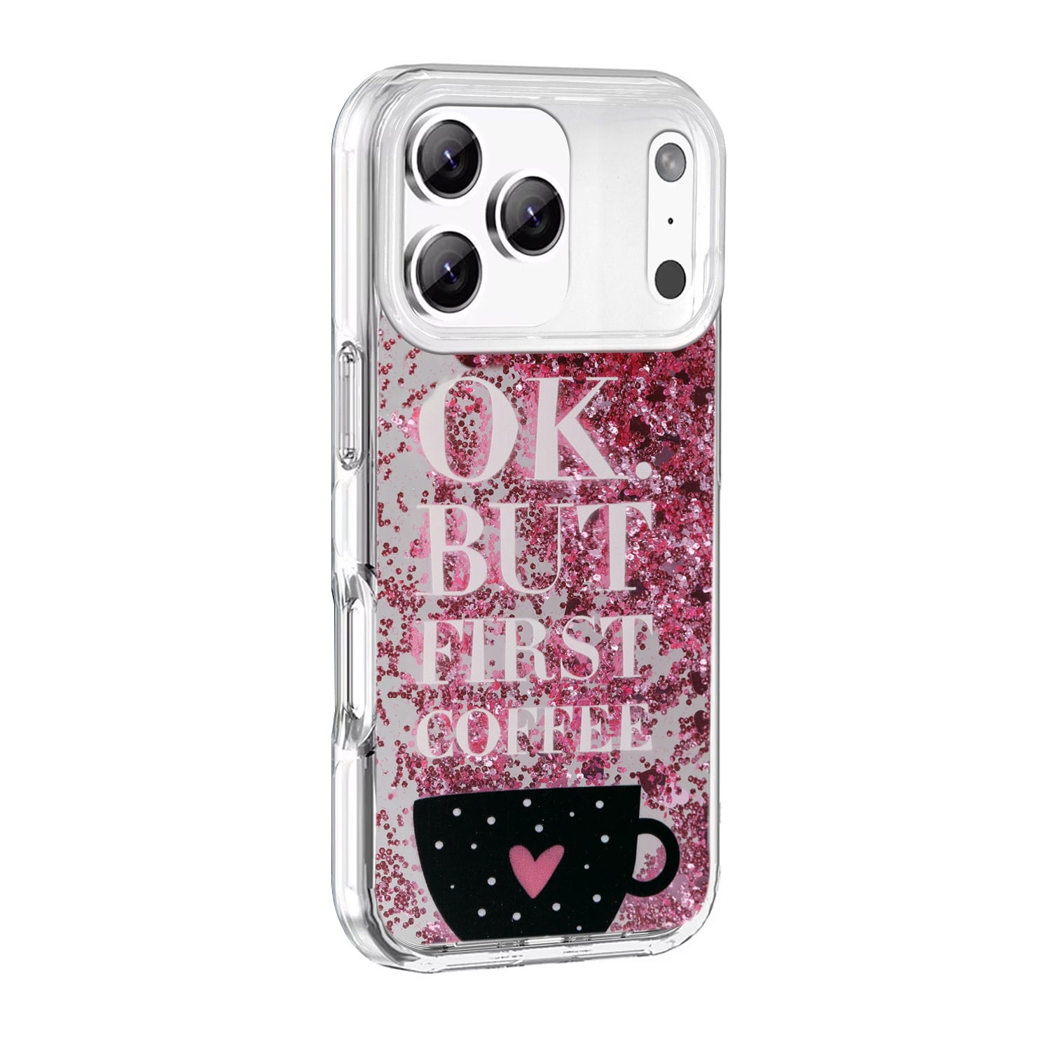 Durable Liquid Quicksand Glitter Cover Case for iPhone 17 Pro Max - Pink