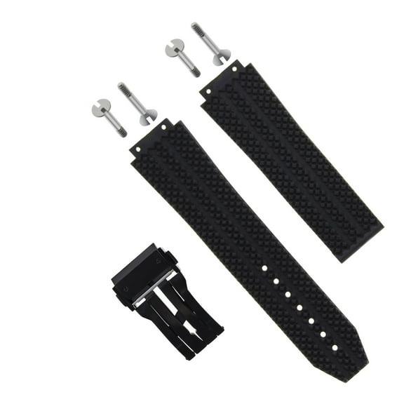 REPLACEMENT 24MM RUBBER BAND STRAP CLASP FOR HUBLOT H BIG BANG 44-45MM BLACK