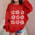 thumbnail image 2 of MEZZALL Chandail en Molleton Graphique pour Enfants Fille Col Rond Manches Longues Imprimé Floral, Rouge, 9-10 Ans, 2 of 4