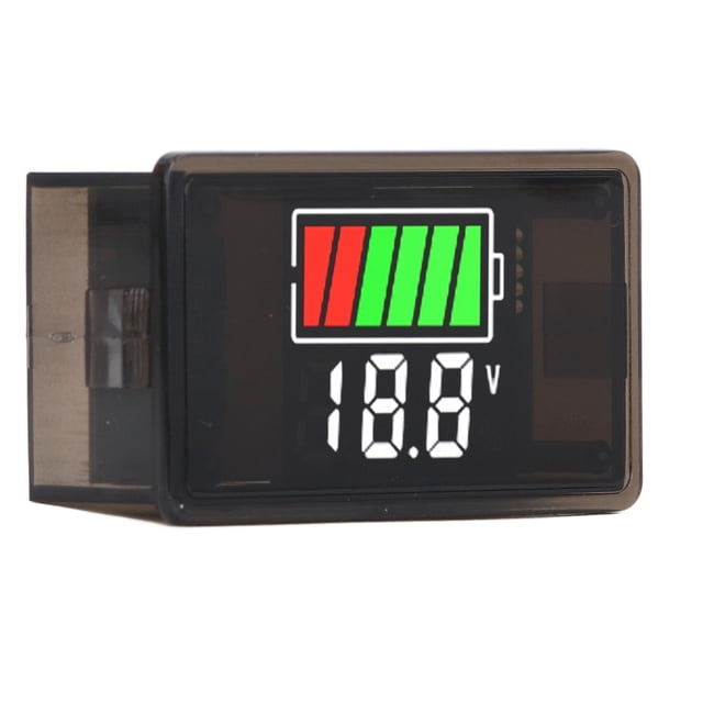 Digital Battery LED Voltage Meter for Car RV Boat Motorcycle with Backlight Display, Alarm, Power Off Memory, Suitable for Lithium Battery