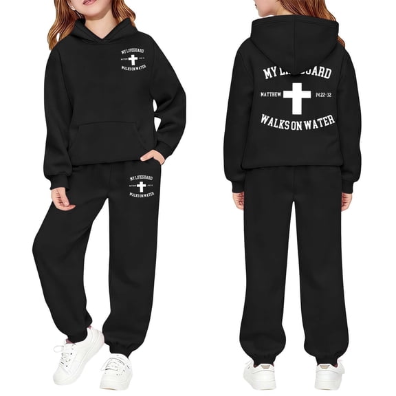 CAIVO Kids Outfit Sets Fashion Letter Print Outfits Tracksuits Sweatsuit Long Sleeve Sweatshirt Tops Hoodie Trousers Pant Sets Girls Comfortable Casual Two Piece Toddler Fashionable Clothes Sets