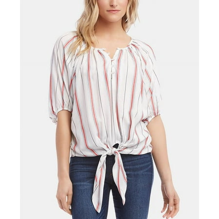 Karen Kane Women's Stripe Tie Front Stripe Top White Size X-Large
