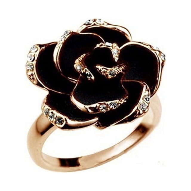Anillo de dedo para mujer con rosa, joyería, anillos de flores para mujer