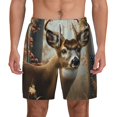 thumbnail image 2 of Picia American Wildlife Deer Forest pattern Mens Swim Trunks with Compression Liner Stretch Beach Shorts Quick Dry with Zipper Pockets No-Chafing Board Shorts-Medium, 2 of 9