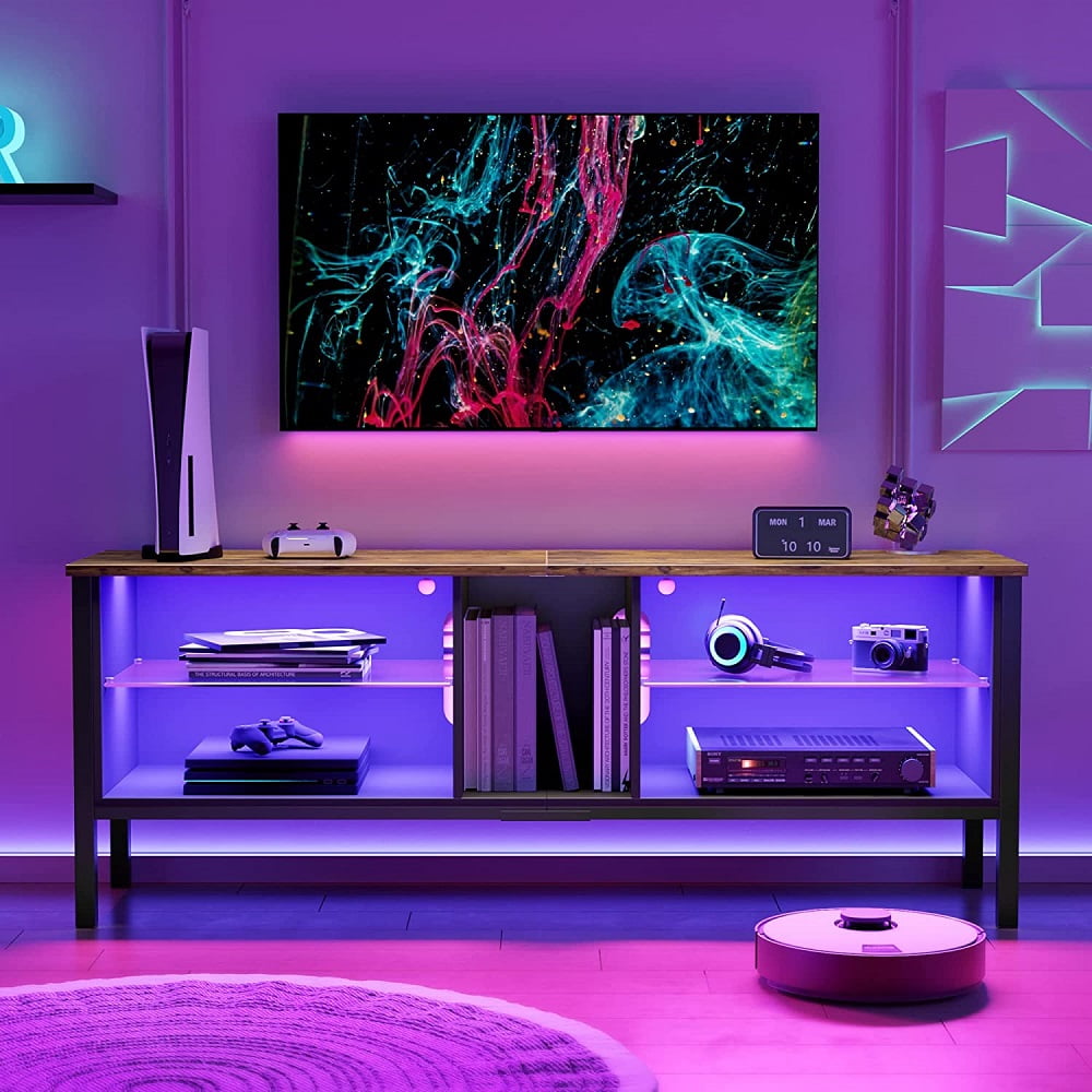 Buy Bestier Modern TV Stand For TVs Up To 70 20 Color LED Entertainment 