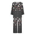 thumbnail image 4 of IROINNID Pajamas for Women 2PC Set Loose Fit Crewneck Pullover with Capri Comfortable Homewear Print Sleepwear Set,Black, 4 of 5