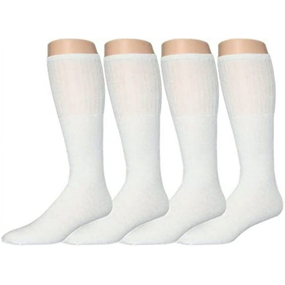 MDR Distributors  6 Pair Cotton Tube/Calf Socks - Solid White - Sock Size 10-13 Fits Shoes Size 9-14
