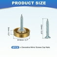 thumbnail image 2 of Uxcell Mirror Screws 304 Stainless Steel Decorative Caps Cover Nails Fasteners Brushed for Sign Advertising Hardware Gold 19mm, 2 of 5