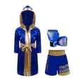 thumbnail image 1 of Moggemol Kids Girls Boys Boxer Clothes Boxing Robe And Print Shorts Gloves Set For Mma Kickboxing Royal Blue 12, 1 of 7