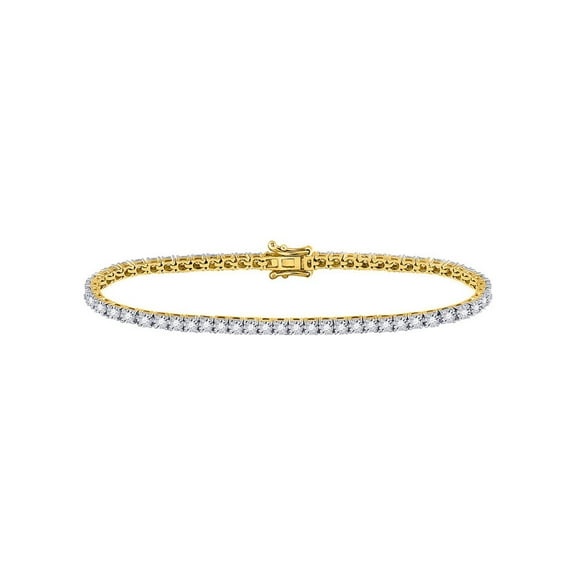 Diamond Princess 10kt Yellow Gold Womens Round Diamond Classic Tennis Bracelet 1 Cttw