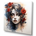 thumbnail image 2 of Designart "Mexican Watercolor Day of the Dead Diva I" Fashion Wall Art - Glam Red Woman Mexican Bedroom Canvas Wall Art, 2 of 6