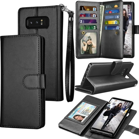 Galaxy Note 8 Case, Note 8 Wallet Case, Samsung Galaxy Note 8 PU Leather Case, Tekcoo Luxury Cash Credit Card Slots Holder Carrying Flip Cover [Detachable Magnetic Hard Case] & Kickstand - (Best Wallet Case For Note 3)