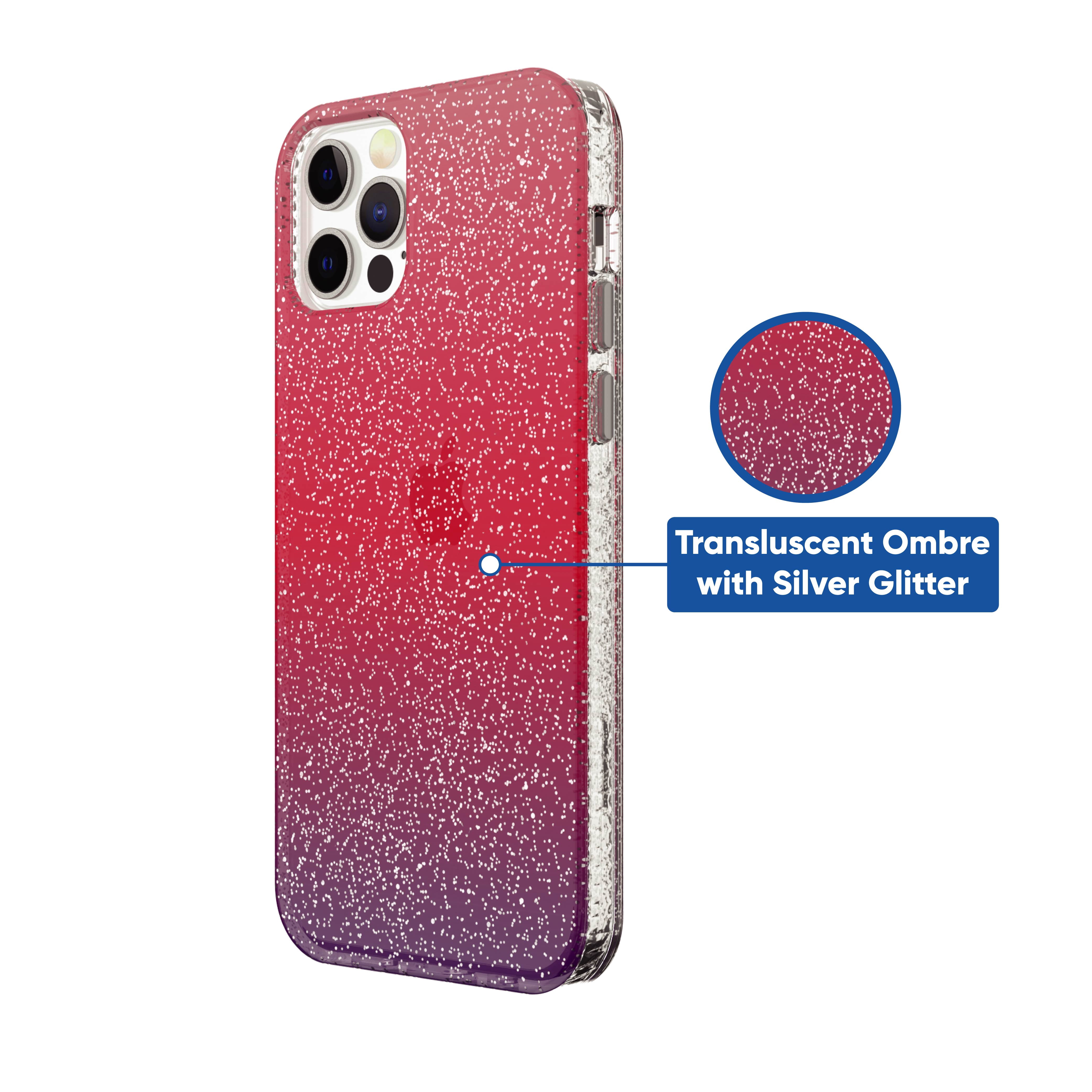 onn. Purple and Pink Glitter Ombre Phone Case for iPhone 12 Pro Max
