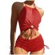 thumbnail image 2 of Trajes de baño Amzcrzy Tankini para mujer, trajes de baño, trajes de baño, bikini con control de abdomen para mujer, traje de baño de bikini sin espalda con cuerpo dividido de color sólido, rojo, M, 2 of 5