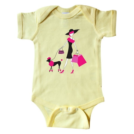 

Inktastic French Girl Fashion Girl Pink Hair Poodle Gift Baby Girl Bodysuit