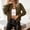 Coffee, variant on Faux Suede Cropped Coat for Women's Stand Collar Zip Up Biker Moto Bomber Jackets Brown XL(XL)
