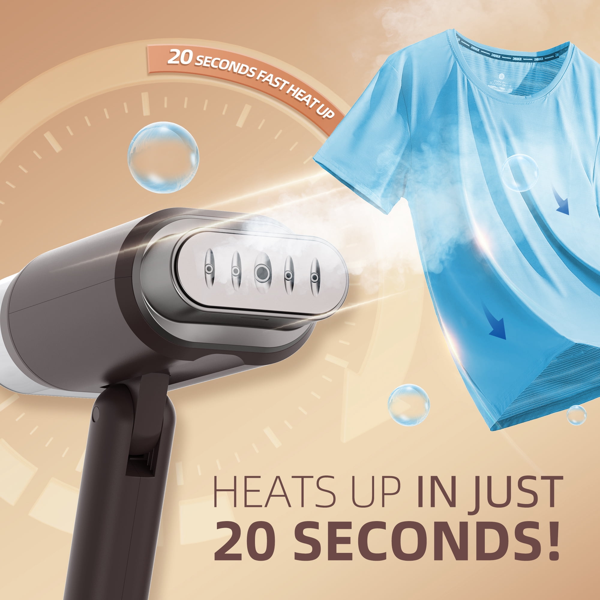 Dual Voltage Travel Steamer for Clothes, 100-240V Worldwide Handheld Garment Steamer, Fast 20-Second Heat Up, 180ml Detachable Tank, Portable Steamer for Business Travel, Vacation & Home