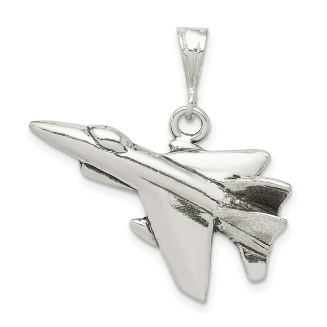 Pendentif en Forme de Jet Fighter Antique en Argent Sterling 925