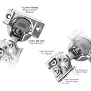 Berta 1/2 Overlay Soft Closing Face Frame Cabinet Hinges with Screws (10 Pack)