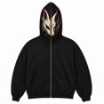 thumbnail image 2 of FOPSUFGWFO Halloween Demon Face Print Hoodie for Men Full Zip Ghost Mask Graphic Sweatshirt Long Sleeve Tops for Cosplay, Party S, 2 of 4